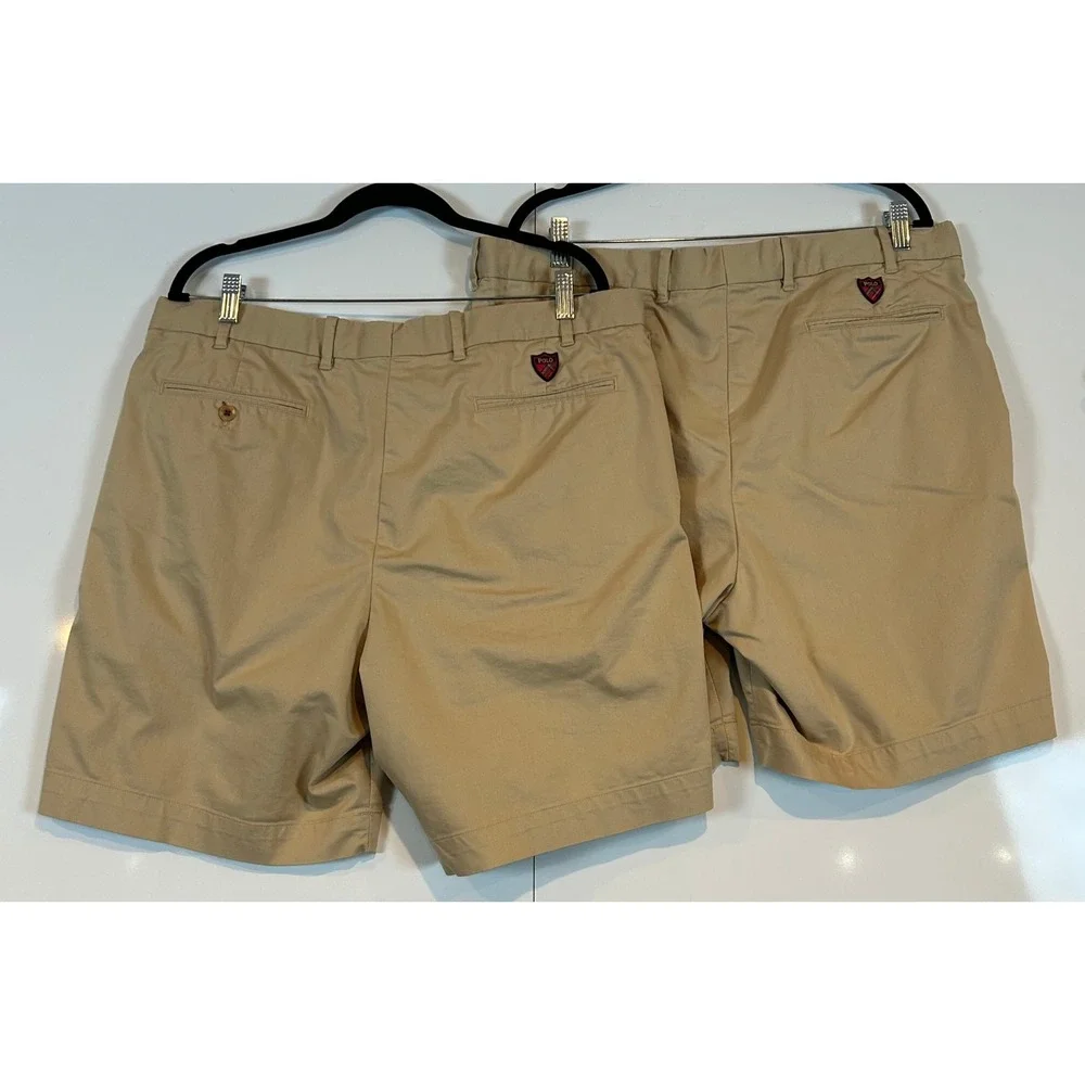 Lot of 2 Polo Golf Ralph Lauren Mens Sz 38 Khaki Chino Shorts Classic Fit Tan 9